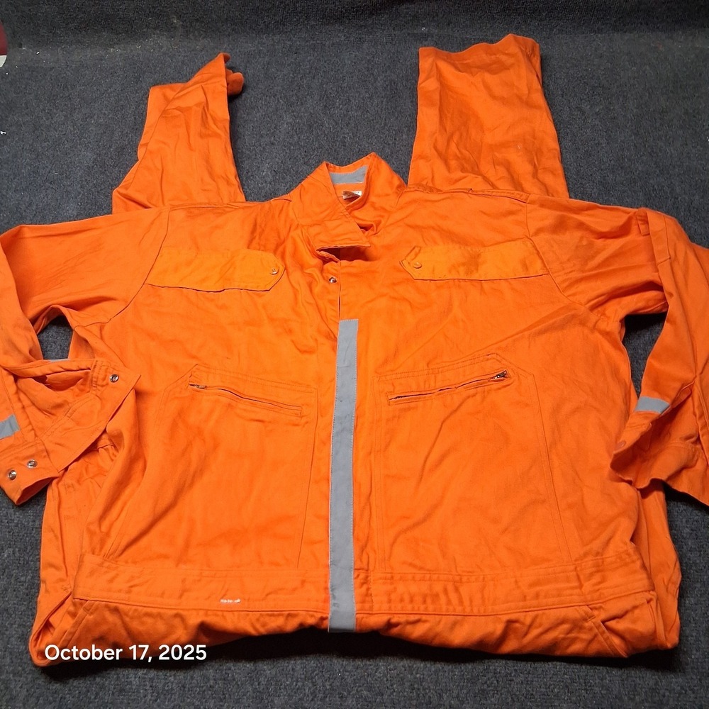 Industrial Blaze Orange Coveralls 38x32 Reflective‎ Stripes